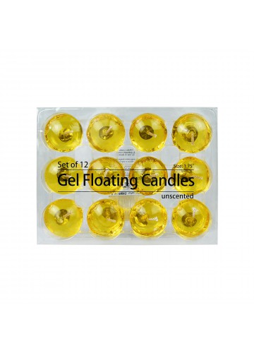 1.75 Inch Clear Yellow Gel Floating Candles (144pcs/Case) Bulk