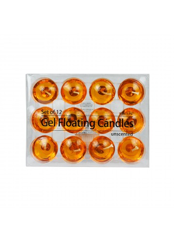 1.75 Inch Clear Orange Gel Floating Candles (144pcs/Case) Bulk