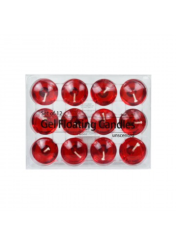 1.75 Inch Clear Red Gel Floating Candles (144pcs/Case) Bulk