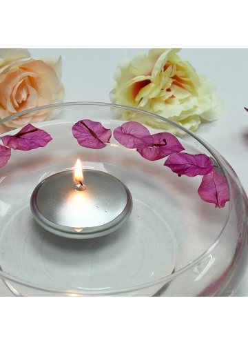 3 Inch Metallic Silver Floating Candles (72pcs/Case) Bulk