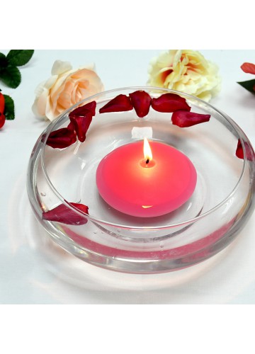 4 Inch Hot Pink Floating Candles (24pcs/Case) Bulk