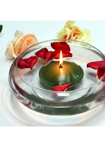 4 Inch Hunter Green Floating Candles (24pcs/Case) Bulk