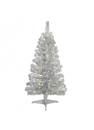 4ft. Prelit Silver Tinsel Tree