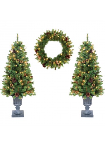 3-Piece 4ft. Christmas Tree and Holiday Wreath Set