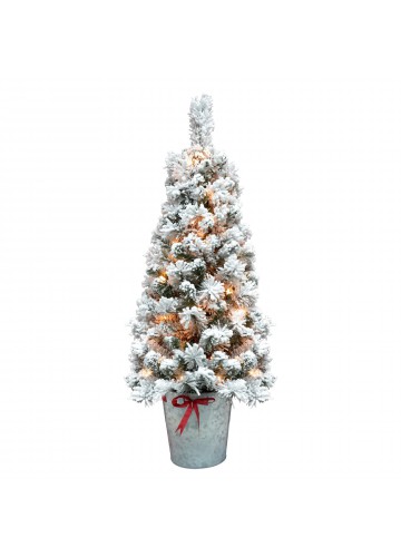 4FT Flocked Pot Christmas Tree