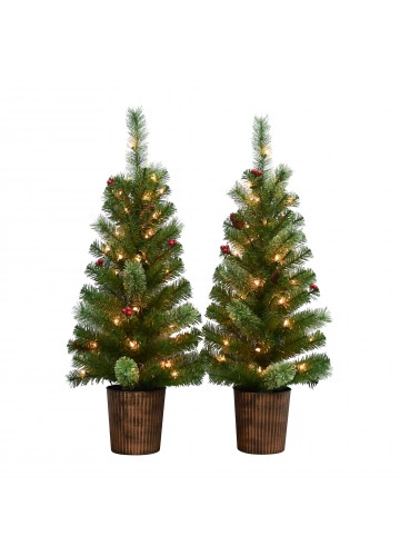 ADRIEL S/2 - 3.5FT  PRE-LIT  GREEN  POT TREE