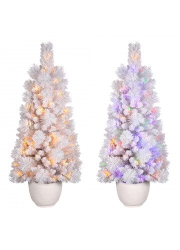 4.5Ft Pre-Lit White Flocked Tree with MgO Pot