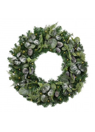 30 inch Eucalyptus Christmas Wreath with Lights
