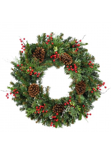 30 inch Christmas Wreath with Red Berries