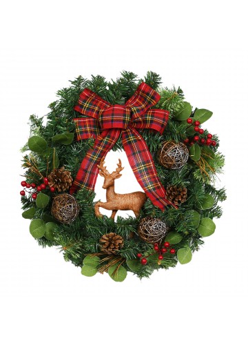 24 inch Christmas Wreath with Deer