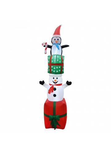 8FT GiFTboxes Snowman & Penguin Pyramid Inflatable