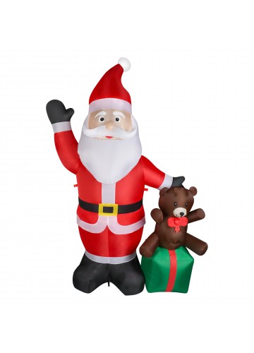 8FT LED Inflatable Santa Claus with Gift Box with Bear