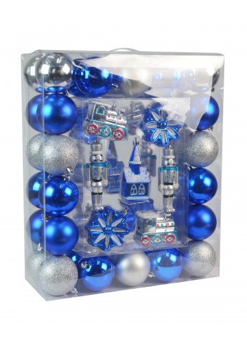 50Pk Christmas Ornament-Blue And Silver