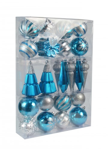 27Pk Christmas Ornament-Blue And Silver