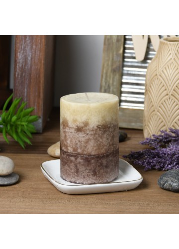 3 x 4 Inch Tritone Brown Scented Pillar Candle(24pcs/Case)