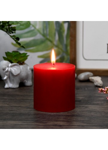 3 x 3 Inch Red Pillar Candles (12pcs/Case) Bulk