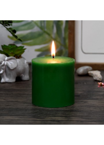 3 x 3 Inch Hunter Green Pillar Candles (12pcs/Case) Bulk