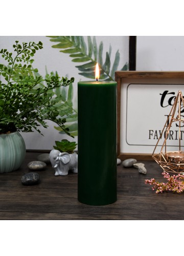 3 x 9 Inch Hunter Green Pillar Candle