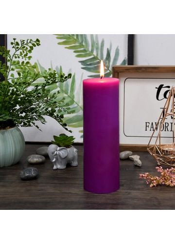 3 x 9 Inch Purple Pillar Candles (12pcs/Case) Bulk