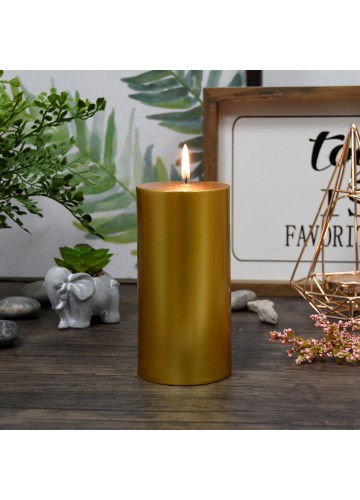 3 x 6 Inch Metallic Bronze  Gold Pillar Candle