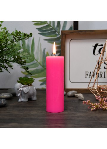 2 x 6 Inch Hot Pink Pillar Candle