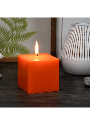 3 x 3 Inch Orange Square Pillar Candles