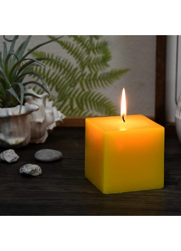 3 x 3 Inch Yellow Square Pillar Candles