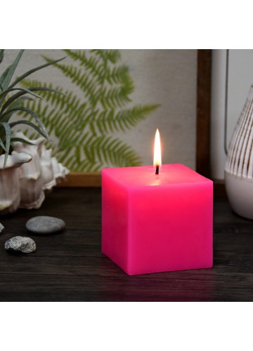 3 x 3 Inch Hot Pink Square Pillar Candles