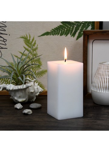 3 x 6 Inch White Square Pillar Candle  (12pcs/Case) Bulk