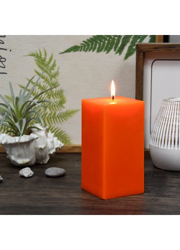 3 x 6 Inch Orange Square Pillar Candle