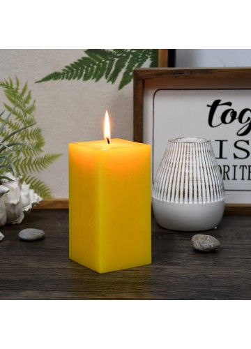 3 x 6 Inch Yellow Square Pillar Candle