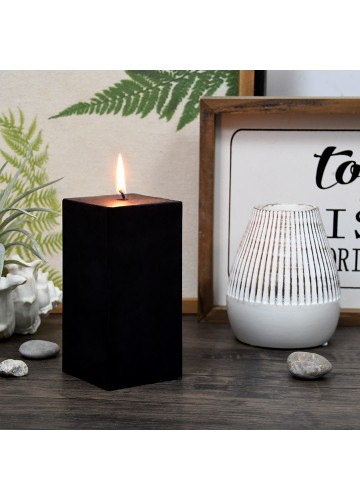 3 x 6 Inch Black Square Pillar Candle