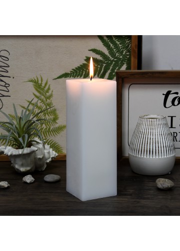 3 x 9 Inch White Square Pillar Candle