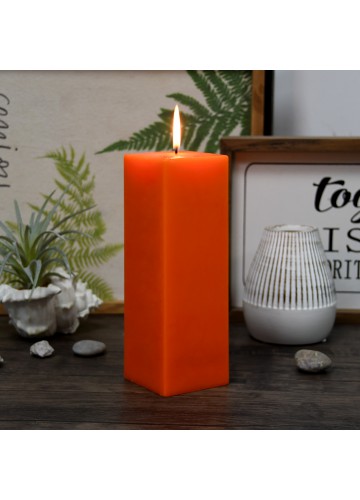 3 x 9 Inch Orange Square Pillar Candle