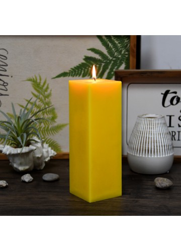 3 x 9 Inch Yellow Square Pillar Candle