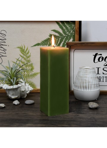 3 x 9 Inch Sage Green Square Pillar Candle