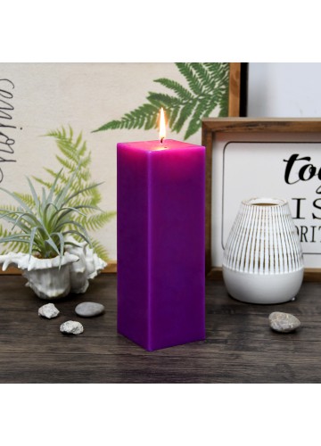 3 x 9 Inch Purple Square Pillar Candle (12pcs/Case) Bulk