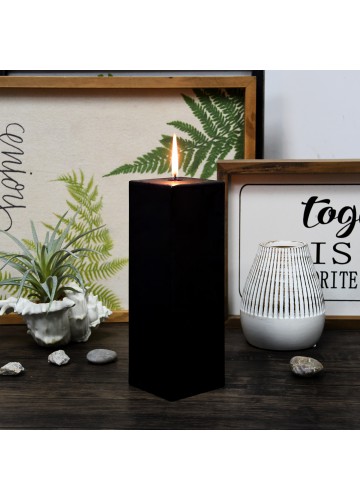 3 x 9 Inch Black Square Pillar Candle