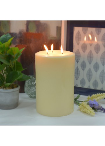 6 x 9 Inch Ivory Pillar Candle