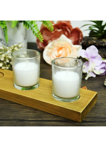 White Round Glass Votive Candles (12pc/Box)