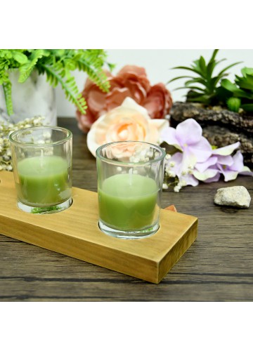 Sage Green Round Glass Votive Candles (12pc/Box)