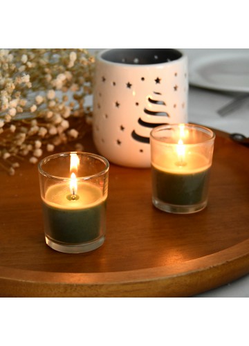 Hunter Green Round Glass Votive Candles (12pc/Box)