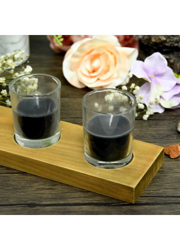 Black Round Glass Votive Candles (12pc/Box)