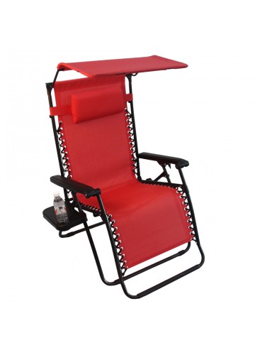 Oversized Zero Gravity Chair with Sunshade and Drink Tray - Red