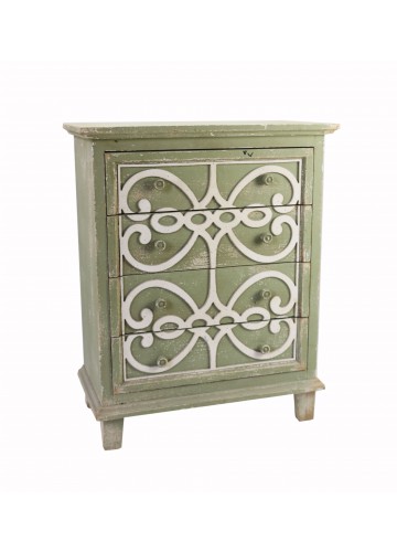 Sage Green 4-Tiered Drawer with White Pattern