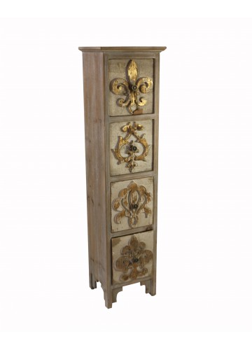 Wooden Cabinet with Fleur-de-lis Design