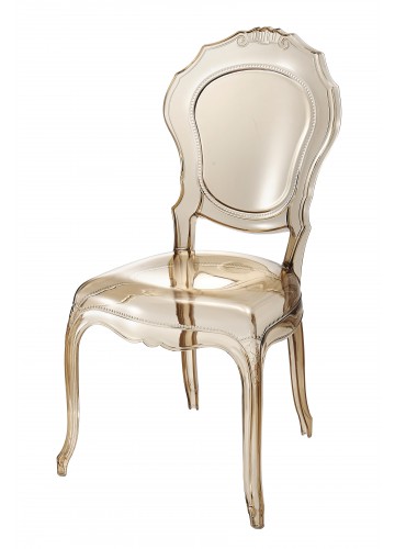 Amber-colored Plastic Armless Chair (Set of 2)