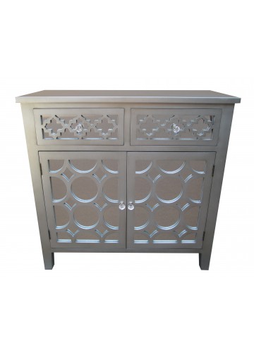 32 Inch H Grey Wooden Accent Cabinet