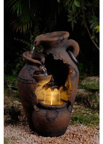 Old Fashion Pot Outdoor Fountain with Led Light