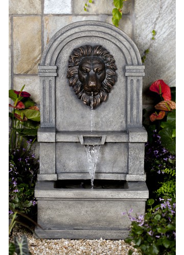 Classic Lion Face Stone Finish Wall Water Fountain